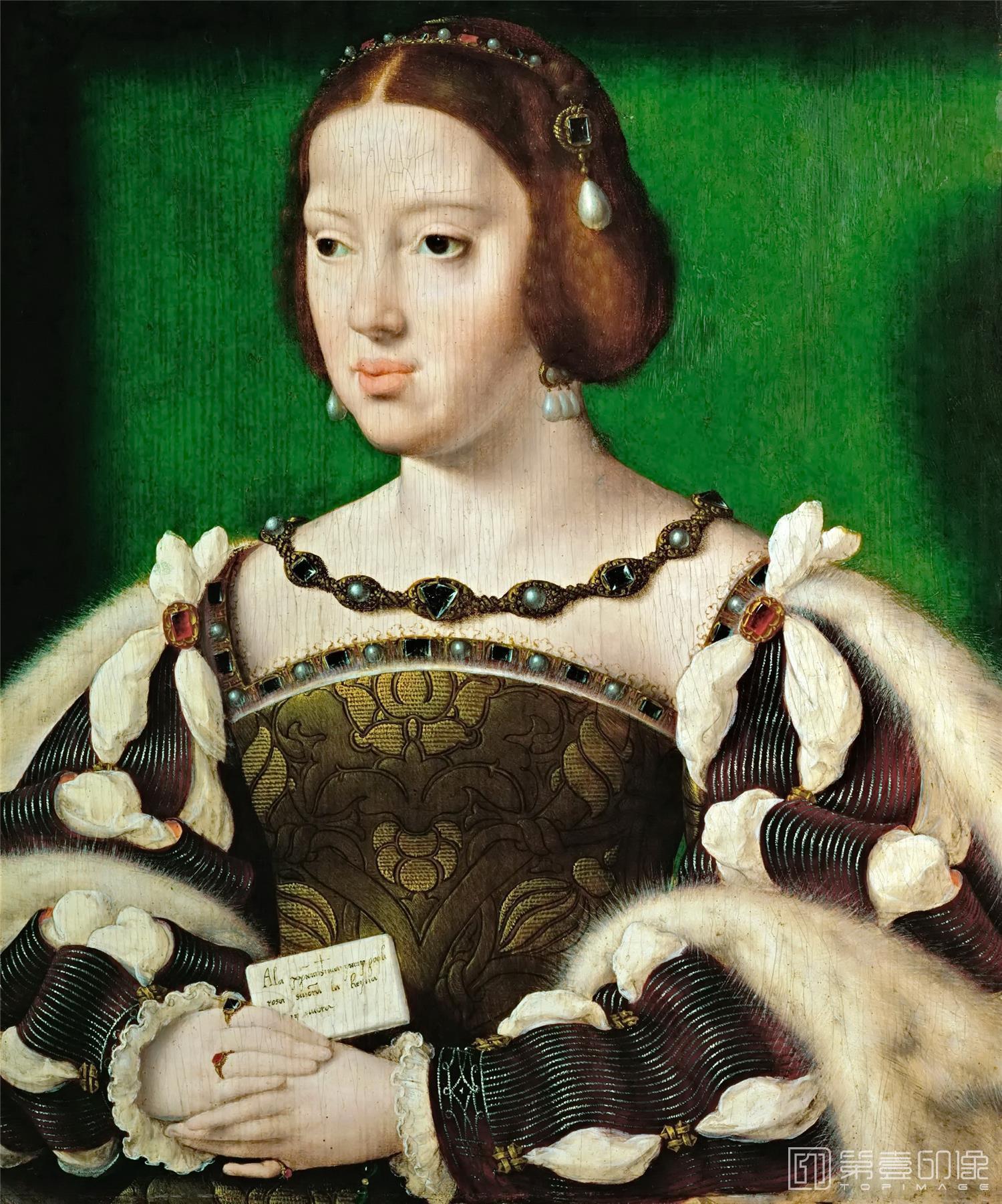 油画-奥地利维也纳艺术史博物馆-Joos van Cleve Queen Eleanora of France-472